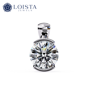 925 Sterling Silver Round Brilient Cut Lab Grown Diamond Solitaire Pendant <b>Necklace</b> With IGI certified for Women's Jewelry - Product Image 1