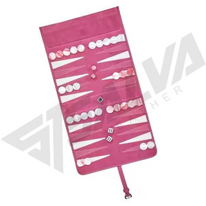 ชุดเกมหมากรุกและแบ็คแกมมอนแบบพกพาสำหรับเดินทาง ของขวัญสุดพิเศษ ทำมือ หนังสีน้ำเงินสุดหรู - Product Image 5