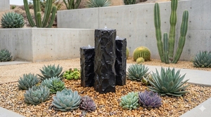 Ensemble de fontaine à colonnes en basalte naturel moderne 3 pièces - Fontaine à eau en pierre naturelle pour la décoration de jardin et de cour - Product Image 6