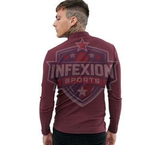 เสื้อโปโลแขนยาวผู้ชาย สีแดงเลือดหมู ผ้าถัก สีพื้น สไตล์ลำลอง ทรงปกติ - Product Image 4