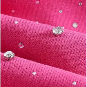 Manufacturer Apparel OEM Unisex Hotfix <b>Pink</b> Top Fleece Hoodies Custom All Over Rhinestone Blank Oversized Loose Pullover Fit - Product Image 5