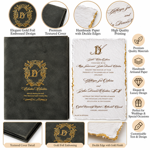 Lot de boîtes d'invitation de mariage en velours, personnalisées avec estampage à chaud, ensemble de cartes en tissu de luxe, fabricant de papeterie élégante en gros - Product Image 6