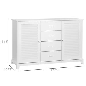 47\" White <b>Sideboard</b> Buffet Cabinet with 4 Drawers and 2 Shutters for <b>Kitchen</b> Coffee Bar Storage - Product Image 3