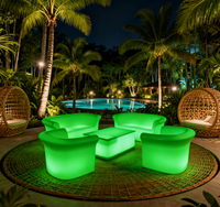 Canapé de salon avec éclairage LED dernier cri, canapé lounge en plastique éclairé par LED rechargeable et étanche pour patio extérieur
