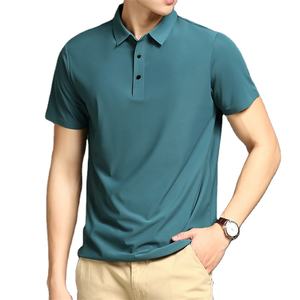 Camiseta Polo de Manga Corta de Seda Helada para Hombre, Nueva Colección de Verano, Elástica, Sin Costuras, de Color Liso y Fina - Product Image 3