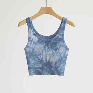 Débardeur court sans manches boutonné pour femme, style décontracté, idéal pour la gym, en Spandex/Coton, couleur unie, respirant - Product Image 2