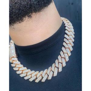 Cadena Cubana de Plata de Ley 925 Chapada en Oro con Moissanita, Collar de Joyería de Moda Hip Hop de Lujo para Hombre - Product Image 1