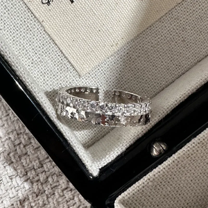 S925 Sterling Silver Korean Style Niche Design <b>Ice</b> <b>Ice</b> Simple Zircon <b>Ring</b> Korean Basic Flash <b>Ring</b> - Product Image 2