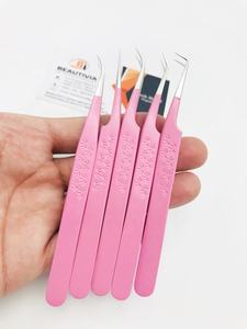 Pince à épiler professionnelle personnalisée avec logo rose imprimé pour extensions de cils, en acier inoxydable durable, forte adhérence, testée à la main - Product Image 2