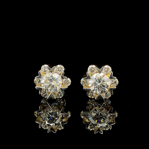 Pendientes de Diamantes Cultivados en Laboratorio con Diseño de Racimo Floral de Lujo, Oro de 14K/18K, Certificados por IGI, para Mujer, para Fiestas - Product Image 1