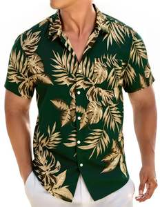 Chemise homme à imprimé unique, manches courtes, motif floral tropical, décontractée, boutonnée, colorée, pour l'été - Product Image 1