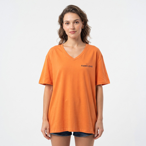 Camiseta de Verano para Mujer, Cuello en V, Holgada, Color Sólido, Informal, Manga Corta, Venta al Por Mayor, Alta Calidad - Product Image 4
