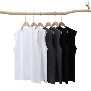 China Bangladesh Factory Price OEM Customized Logo 220G Heavyweight Pure Cotton Breathable Knitted Sleeveless Loose Fit <b>Men</b> T - Product Image 1