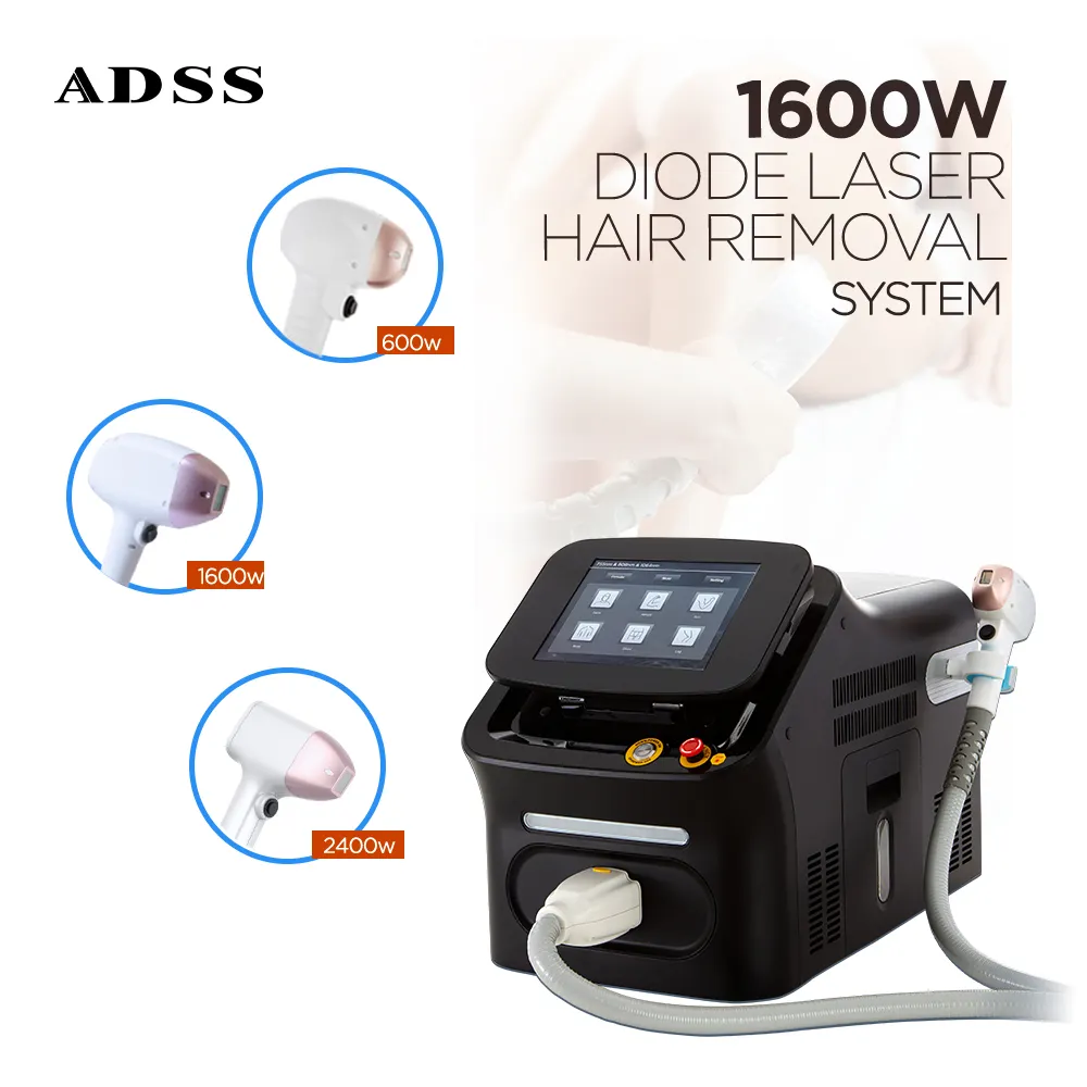 ADSS 2024 לייזר אפילציה החדש ביותר 3 אורכי גל דיודה לייזר 755 808 1064 מכונת לייזר להסרת שיער בלייזר ללא כאבים בקרח