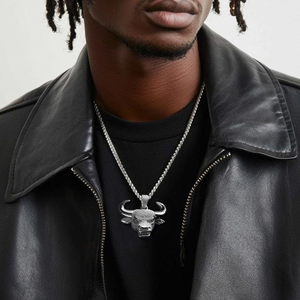 <b>Iced</b> <b>Out</b> Bull Head Pendant Hip Hop Necklace Horned Ox Cattle Charm Gold Silver Bling CZ Cuban Link <b>Chain</b> Mens Rapper Jewelry - Product Image 6