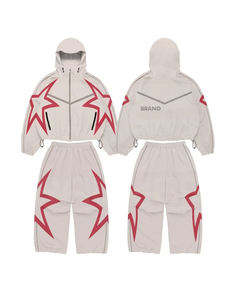 Ensemble de survêtement coupe-vent tendance avec pantalon et veste à capuche, logo sérigraphié, intérieur en mesh, pour homme - Product Image 4