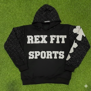 REX FIT SPORTS Men Vintage Washed Sun Faded Oversized Heavyweight Cotton Zip Hoodie with Rhinestone OEM - Product Image 1