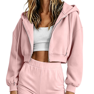 <b>Cropped</b> <b>Hoodie</b> <b>Women</b> Custom Embroidery Cotton Blend OEM ODM Factory Wholesale Apparel Manufacturer Exporter <b>Women</b> Crop Pullover - Product Image 1
