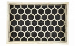 Bandeja DE SERVICIO DE MADERA MDF gris de lujo hecha a mano con incrustaciones de hueso de la mejor calidad para el hogar, cocina, uso de servicio de alimentos - Product Image 3