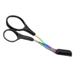 Peine antideslizante ceja recortadora tijeras para Mujeres Hombres negro ceja recortadora tijera inoxidable ceja tijeras - Product Image 1