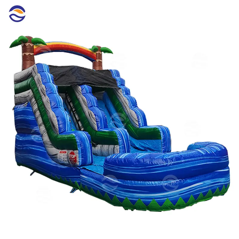 2022 Hot Sale Giant Pvc Blue Crush Zweispurige Wasser rutsche Kommerzielle Wasser rutsche Aufblasbar für Kinder