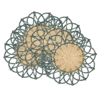 Set de table rond artisanal en rotin écologique, tressé, élégant, à bords festonnés, pour salle à manger et décoration intérieure bohème