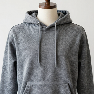 เสื้อสเวตเตอร์แบบสวมหัวผ้าฟลีซผ้าฝ้ายฟอกสีสไตล์วินเทจซักได้ - Product Image 1