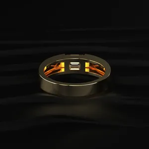 <b>Emerald</b> Cut Diamond <b>Ring</b> for <b>Men</b> in Gold 14K Lab Grown Yellow Diamond Band Solitaire Diamond <b>Ring</b> From Indian Supplier - Product Image 5