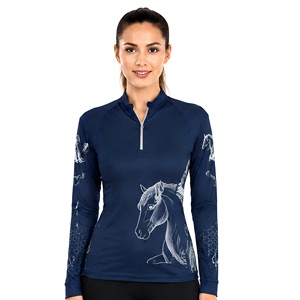 Últimos Diseños, Camisa de Equitación Profesional para Mujer, Manga Larga, Cierre de Cremallera, Alta Calidad, Secado Rápido, Capa Base - Product Image 4