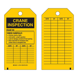 Etiquetas de Inspección para Grúas Brady, Resistentes y Reutilizables, para Verificaciones de Seguridad Industrial - Product Image 1