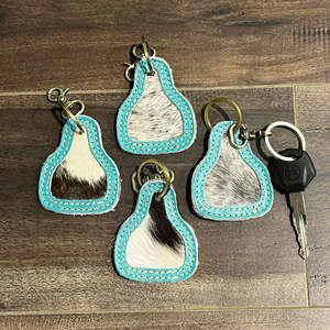 2025 tendance Unique élégant cuir de vachette porte-clés véritable fourrure de vachette cuir porte-clés élégant porte-clés véritable fourrure porte-clés - Product Image 4