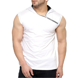 <b>Mens</b> <b>Sleeveless</b> Zipper <b>Hoodie</b> Solid Pocket 100% Cotton Fleece Winter Regular Fit Soft Lightweight Breathable Eco-Friendly OEM - Product Image 1