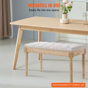 Panca imbottita trapuntata da 16 pollici con cuscino imbottito in schiuma e gambe in legno di gomma per ingresso, palestra, fondo letto, ottoman, poggiapiedi, sgabello - Product Image 2