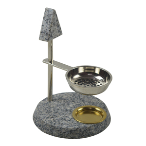 Nouveau brûleur à résine de pierre tendance avec coupelle en métal et poignée sphérique en feutre, support décoratif pour bougies chauffe-plat et bakhoor, diffuseur d'arômes - Product Image 1
