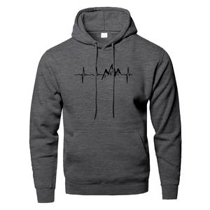 Sudadera con Capucha para Hombre al por Mayor, con Estampado de Latido de Corazón de Montaña, Ajuste Regular, Ropa Casual, Jersey de Algodón Tejido para Otoño - Product Image 4