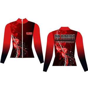 Ensemble de vêtements de danse personnalisés 3D pour femmes, justaucorps rouge à manches longues, fermeture éclair, leggings, shorts, vêtements de scène - Product Image 6