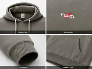 Sweat-shirt à capuche gris pour homme EURO, coupe classique, décontracté, en molleton, avec poche, broderie, 100% coton, motif géométrique, respirant, hiver - Product Image 6