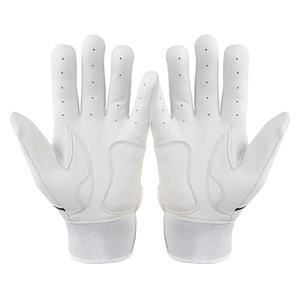 Premium All-White Leather Baseball Batting Gloves - Ultra Soft Breathable Grip Pro Style Protective Batting Gloves - Product Image 5