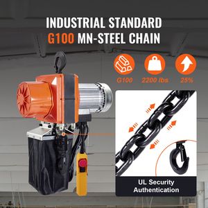 120V Single Phase Electric Chain <b>Hoist</b> with 1 Ton Capacity 6 m Lifting Height 10 Ft/min Speed Overhead Crane G1 - Product Image 3
