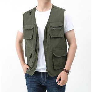 Chaleco Multibolsillos con Cremallera para Hombre, Color Verde Oliva, Informal, para Exteriores, Transpirable, con Exterior de Poliéster - Product Image 3