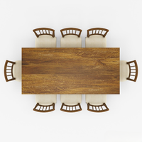 Ensemble de table à manger rectangulaire en bois traditionnel avec 8 chaises rembourrées, meubles rustiques pour la maison