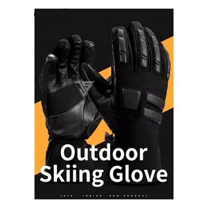 Gants de ski pour hommes en cuir/tissu imperméable coupe-vent à doigts séparés, chauds pour l'hiver, compatibles écran tactile – Vente chaude usine, personnalisables - Product Image 1
