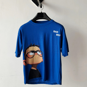 เสื้อยืดโอเวอร์ไซส์แขนสั้นผ้าโพลีเอสเตอร์/คอตตอนเนื้อนุ่มระบายอากาศได้ดี ทรงหลวม สกรีนลายกราฟิกได้ตามสั่ง แบบไหล่ตก ลายเสื้อเจอร์ซีย์ - Product Image 1