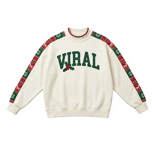 Sweat-shirt de Noël vert foncé pour femme, col montant, motif graphique, pull d'hiver avec détails festifs - Product Image 3