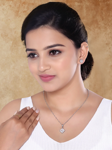 Ensemble collier et boucles d'oreilles en argent plaqué de qualité supérieure avec zircone cubique, diamant américain en forme de larme, pour femmes, cadeau de mariage - Product Image 3