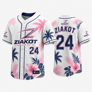 ZIAKOT Men's <b>Baseball</b> Jersey Sublimated Pink Gradient Short Sleeve Breathable Regular Fit Sport Apparel - Product Image 3