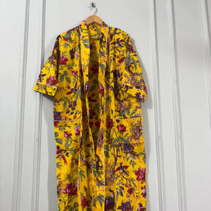 Bata Kimono de Algodón con Estampado Floral, Cuello en V, Secado Rápido, Manga Larga, Ligera, para Primavera, Ideal para Damas de Honor - Product Image 1