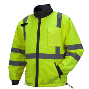 Chaqueta de Invierno Cómoda de Alta Visibilidad ANSI Clase 2, Impermeable, con LED Intermitente, Logotipo Personalizado, Color Naranja de Seguridad, con Cremallera Reflectante - Product Image 1