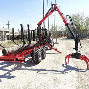 3 Ton Timber <b>Trailer</b> with Crane Grapple Log Carrier Farm <b>Trailer</b> for <b>Tractor</b> Timber Transport - Product Image 4