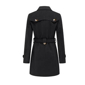 Manteau long en coton et laine de qualité supérieure, à double boutonnage, ceinturé, chaud et tendance pour l'hiver - Product Image 5